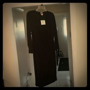 Black faux wrap dress